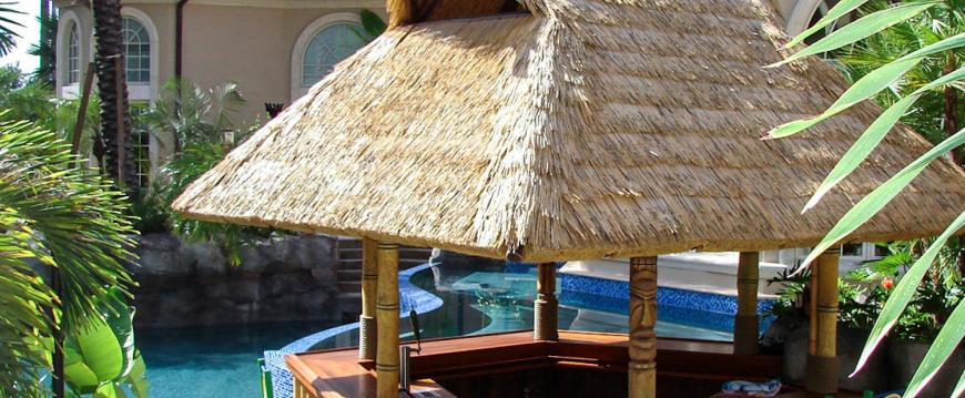 Pool Tiki / Palapa Bar | Synthetic Thatch | Private Residence, Florida