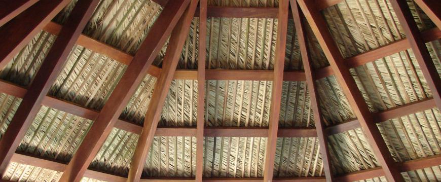 Underside of tiki bar palm thatch