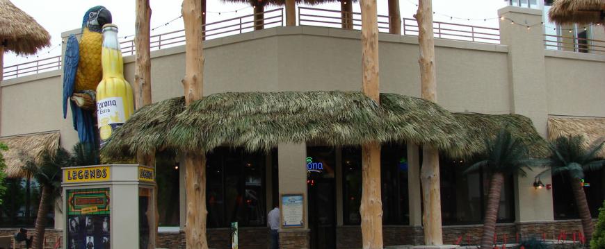 Thatched entrance to restaurant