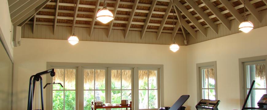 Interior palm thatch ceiling for gym