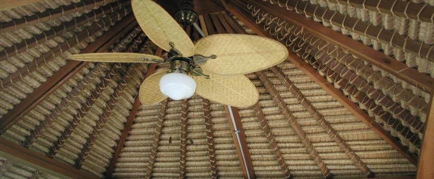 Tiki Bar with a ceiling fan