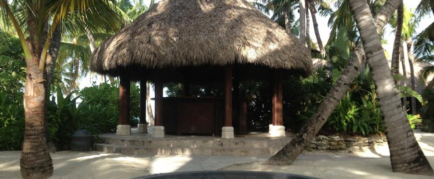 thatched pool bar in Bahamas, Exuma