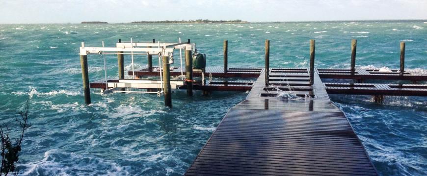 Tidal surge on ipe deck from hurricane