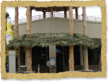 Thatched entrance to restaurant