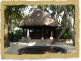 thatched pool bar in Bahamas, Exuma