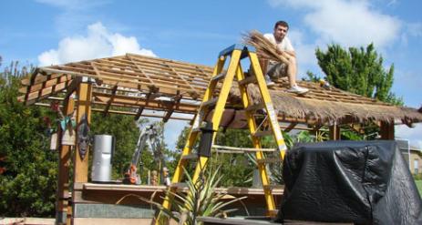 Tiki Hut Re-Thatch Project Stage 3