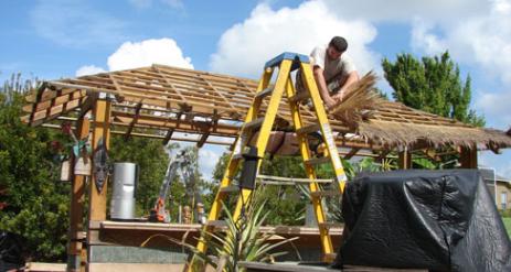 Tiki Hut Re-Thatch Project Stage 4